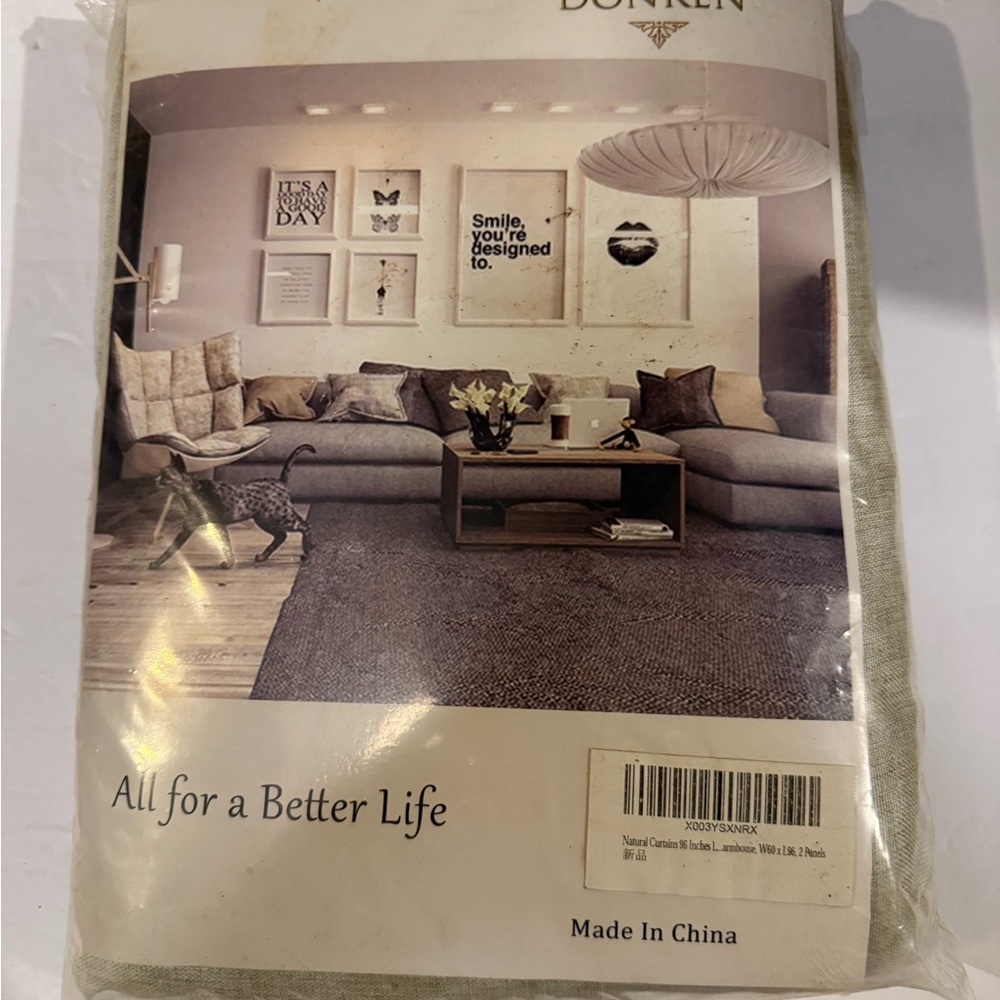 Natural Semi Sheer Drapes 2 panels brand new - Picture 7 of 8